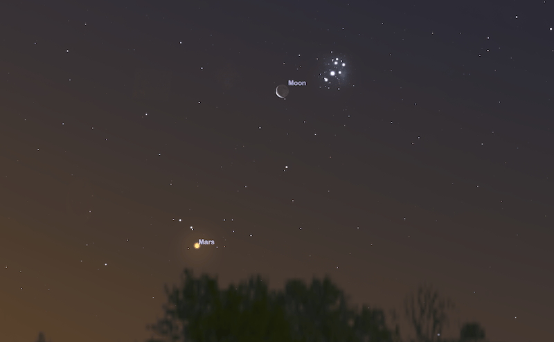Moon, Mars and Pleiades
