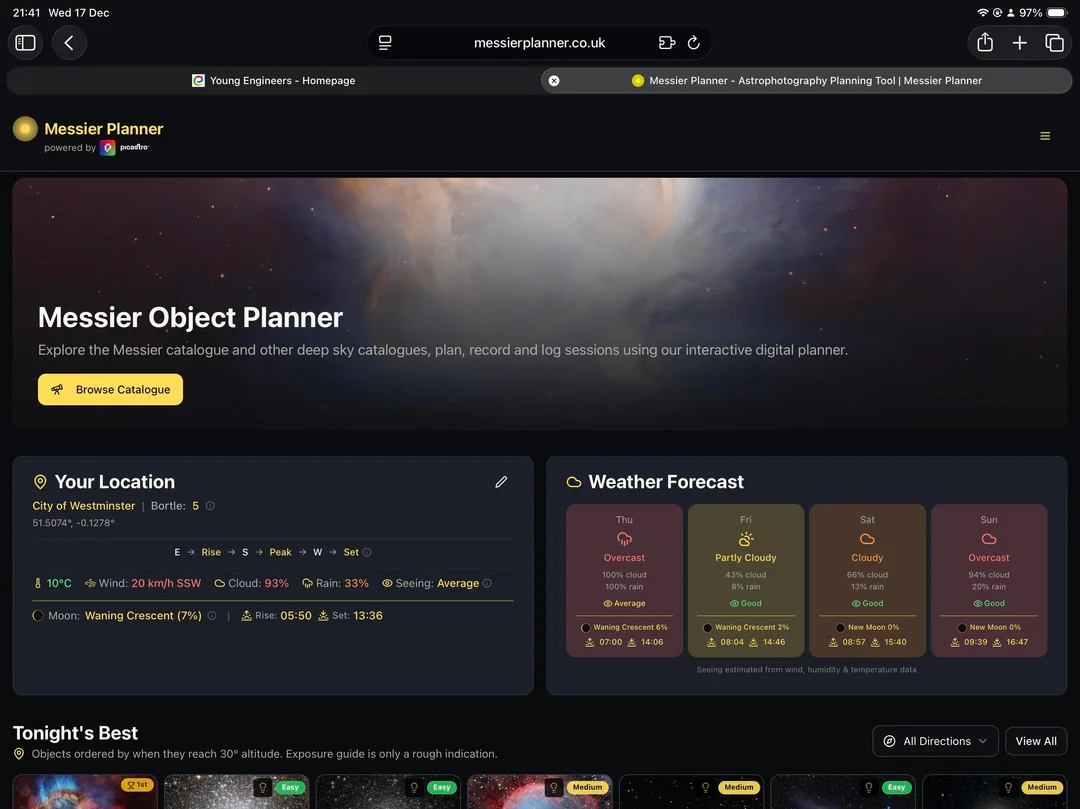 Messier Object Planner
