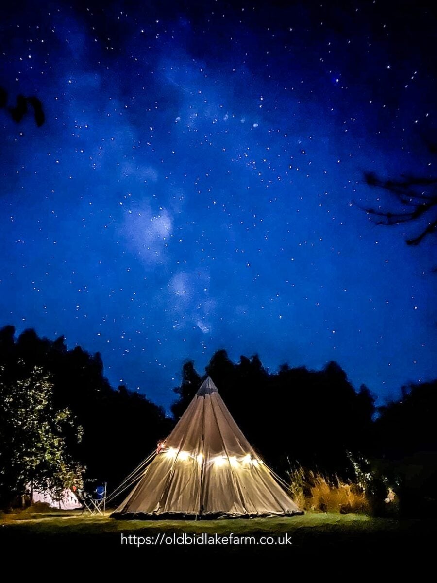 Old Bidlake Farm teepee and starry skies
